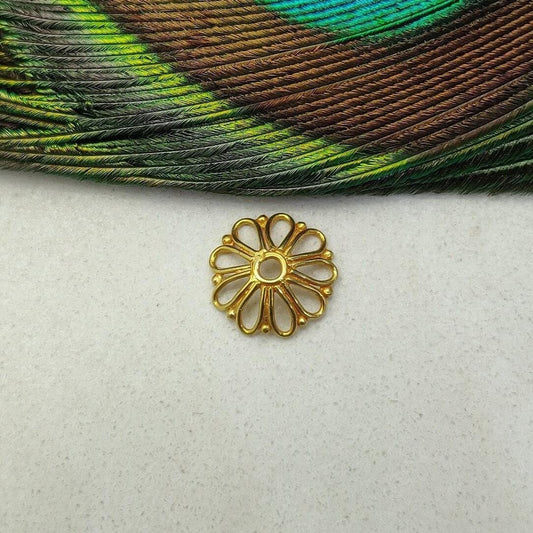 Spacer 18 Karat Gold Floral Bead Cap For Jewelry Making for Elegant Jewelry Designs