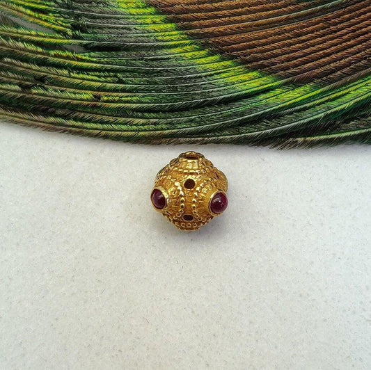 18 Karat Gold Ruby Spacer Beads - 10 MM - view 3