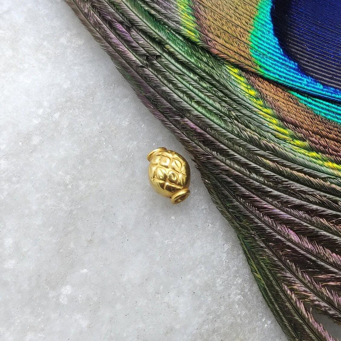 18 Carat Solid Yellow Gold Oval Lantern Gold Spacer Bead Components