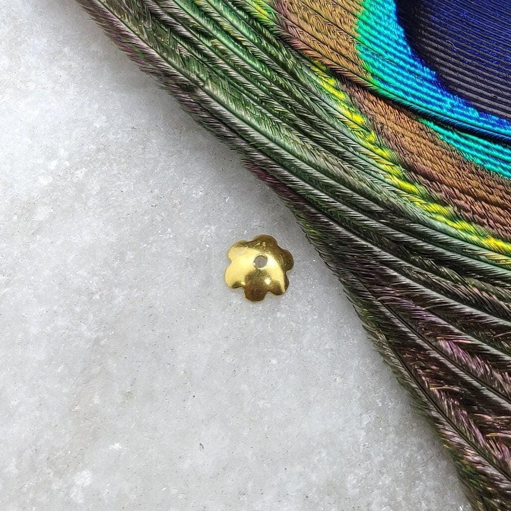 18K Solid Yellow Gold-Plated Floral Bead Cap Findings 1x5mm for Elegant Jewelry Designs