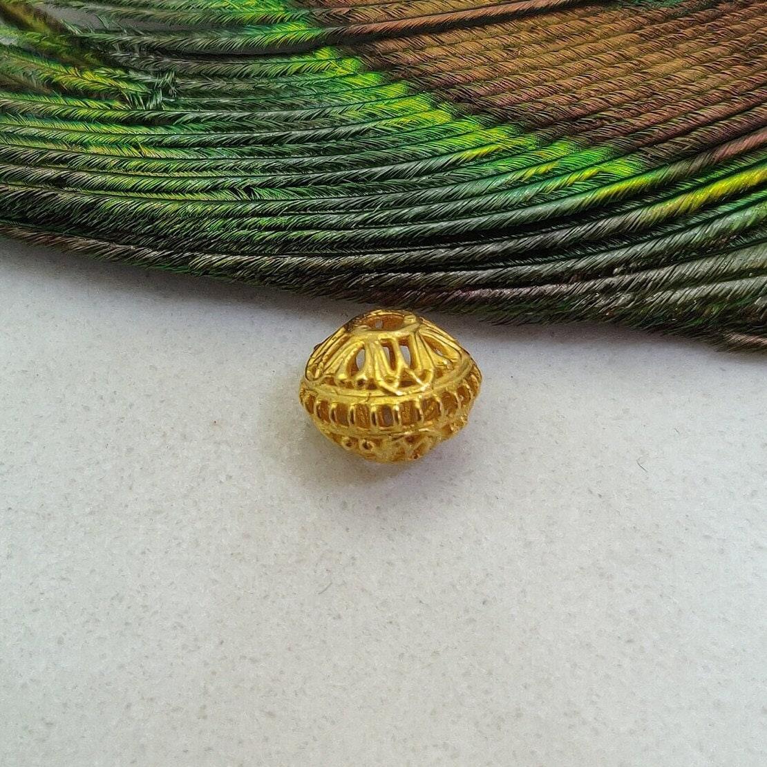 18 Karat Solid Yellow Gold Round Gold Spacer Bead Components