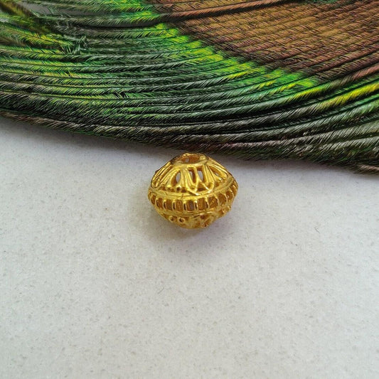 18 Karat Solid Yellow Gold Round Gold Spacer Bead Components