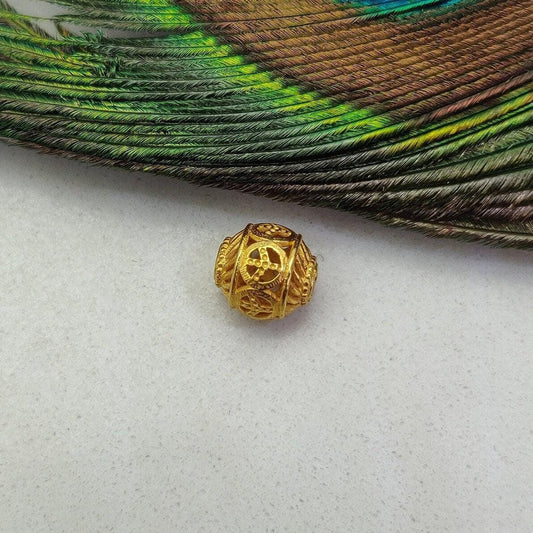 18 Karat Solid Yellow Gold Drum Style Gold Spacer Bead Components 8mm