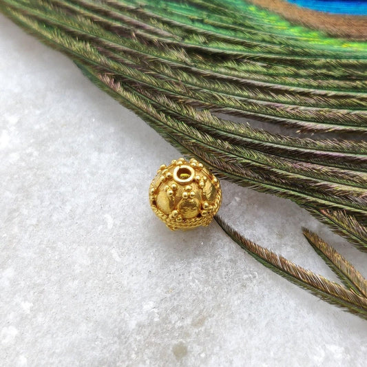 18 Carat Solid Yellow Gold Textured Spacer Ball Beads 7mm