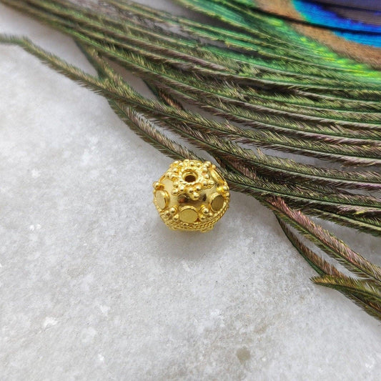 18KT Solid Yellow Gold Ball Gold Spacer Bead Components 9mm