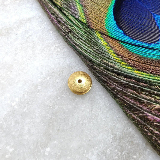 18KT Yellow Gold Brush Finshed Disc Gold Spacer Bead Components 7mm