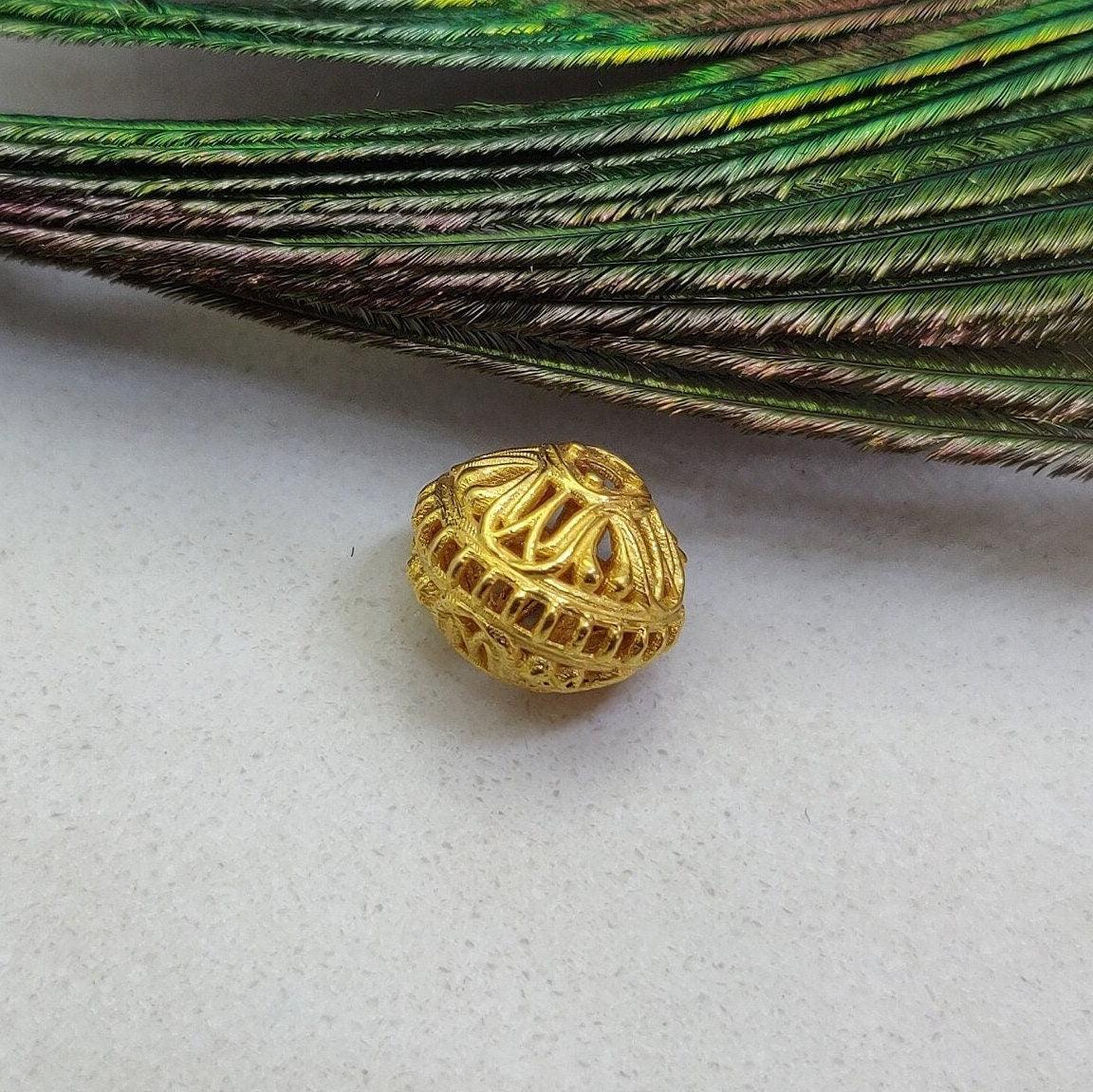 18KT Solid Yellow Gold Unique Round Beads 10x8mm