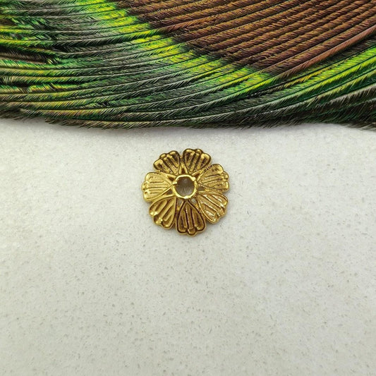 18 Karat Solid Yellow Gold-Plated Fancy Bead Cap 9mm