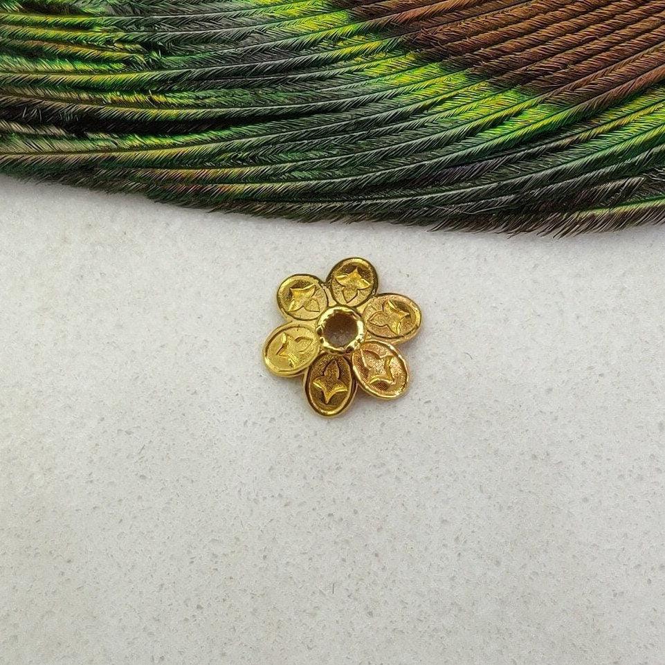 18K Yellow Gold-Plated Flower Cut Bead Cap Jewelry DIY Craft 9mm