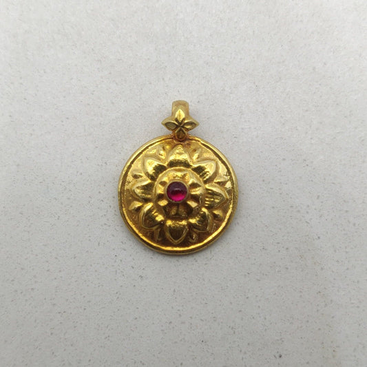 Handcrafted 18k Yellow Gold Ruby Charm Pendant