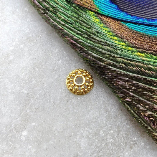 18KT Yellow Gold-Plated Fancy Round Bead Cap Findings 6MM