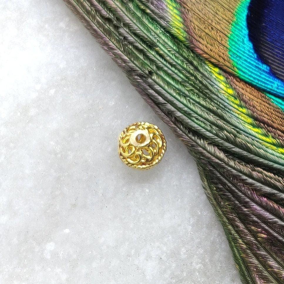18KT Solid Yellow Gold Vintage Round Gold Spacer Bead Components 6mm for Antique Style Jewelry