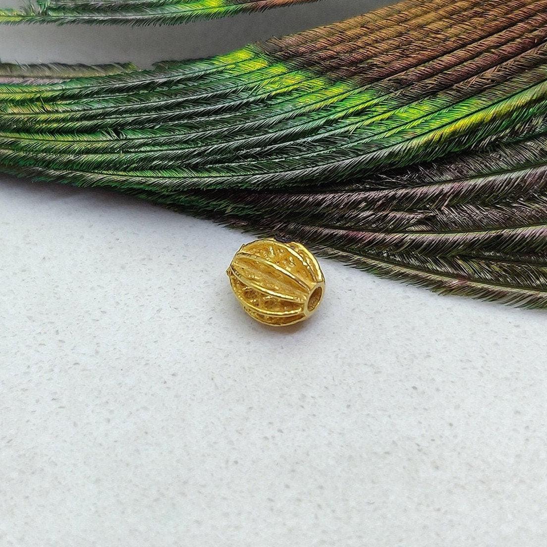 18K Solid Yellow Gold 5x6mm Oval Gold Spacer Bead Components