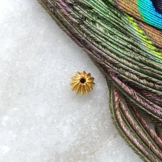 Antique 18 Carat Solid Gold Flutted Oval Gold Spacer Bead Components