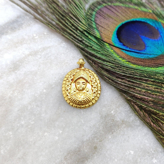 18k Solid Yellow Gold Indian Goddess Charm Pendant