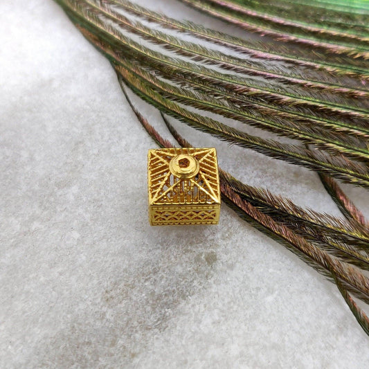 18 Karat Gold Filigree Pyramid Style Gold Spacer Bead Components Findings