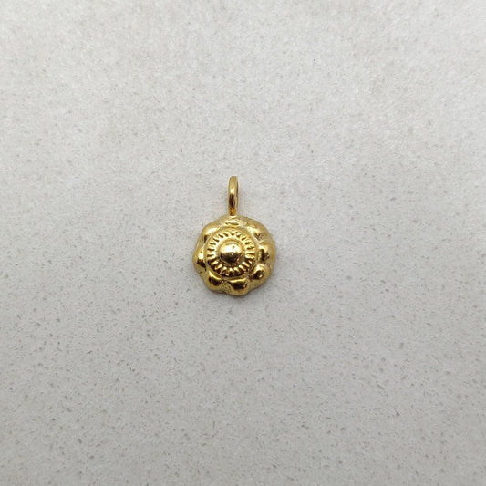 18k Solid Yellow Gold Fancy Carved Charm Pendant 9mm - Sar Gems