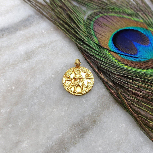 18K Gold Pendant of Indian Goddess Charm Pendant