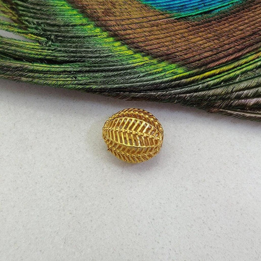 18 Carat Solid Yellow Gold Oval Textured Gold Spacer Bead Components 10x8.5mm