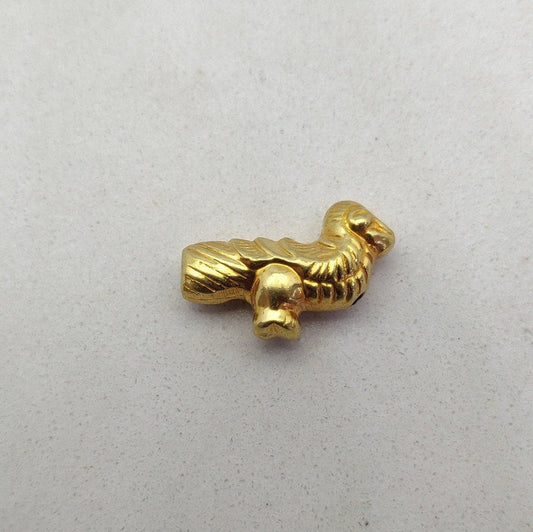 18k Solid Yellow Gold Peacock Charm Pendant - view 3