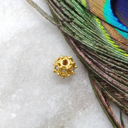 18KT Solid Yellow Gold Petite Round Gold Spacer Bead Components