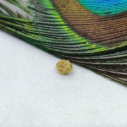 18KT Yellow Gold 5x6mm Oval Lantern Gold Spacer Bead Components