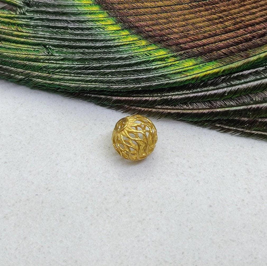 18 Karat Solid Yellow Gold Ball Gold Spacer Bead Components 6mm