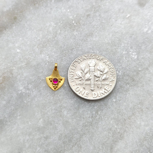 18k Yellow Gold Charm Ruby Pendant - view 3