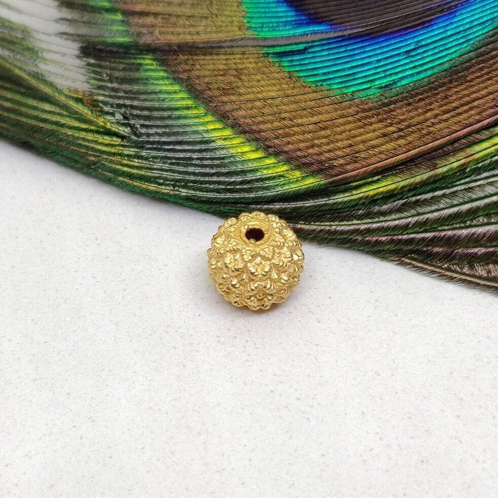 Handmade 18KT Solid Gold Sphere Ball Sapcer Bead Finding 9mm