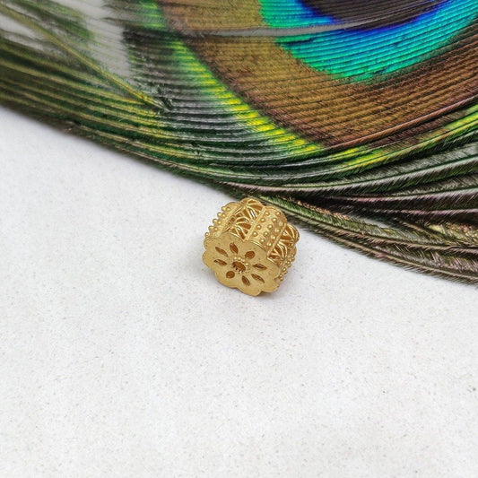 18KT Gold Fancy Wheel Spacer Bead Finding For Necklace 10mm