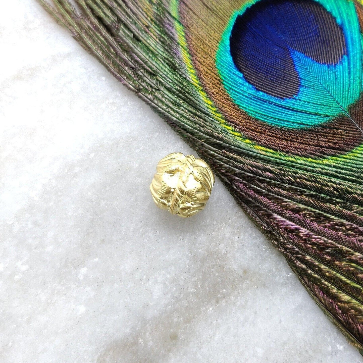 18KT Solid Yellow Gold Round Ball Gold Spacer Bead Components-10X11 mm