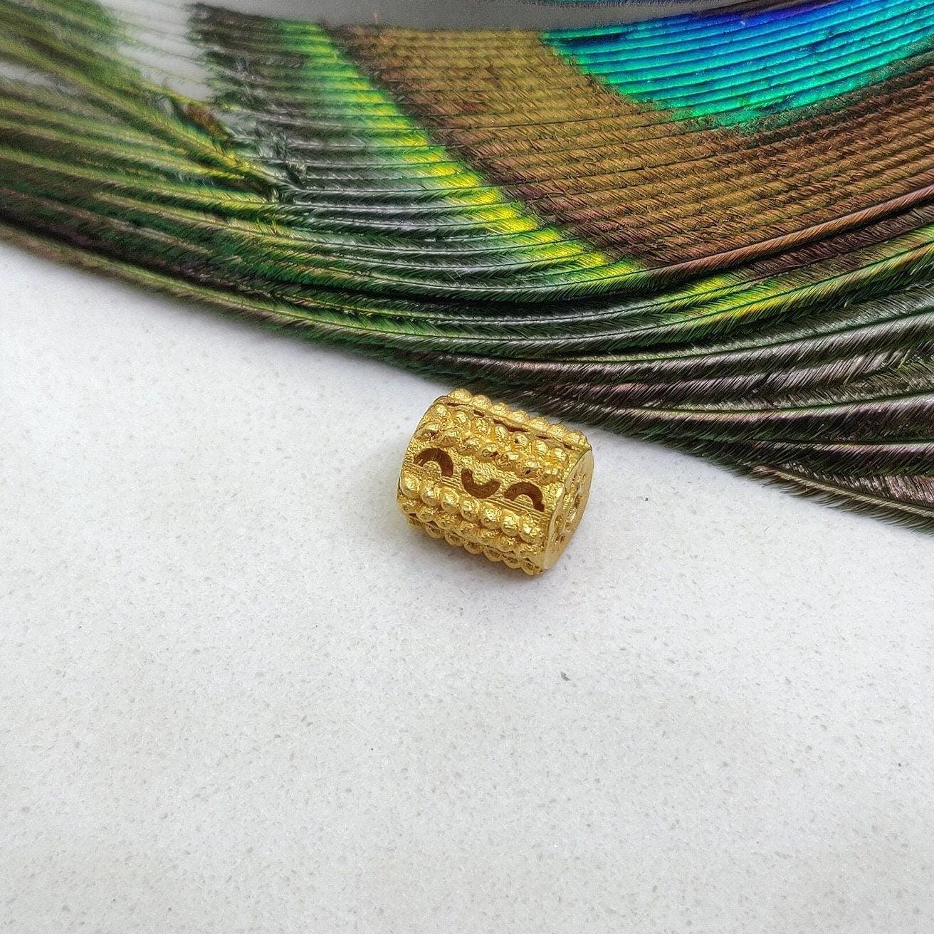 18 Karat Yellow Gold Fancy Tube Granule Designer Beads Finding