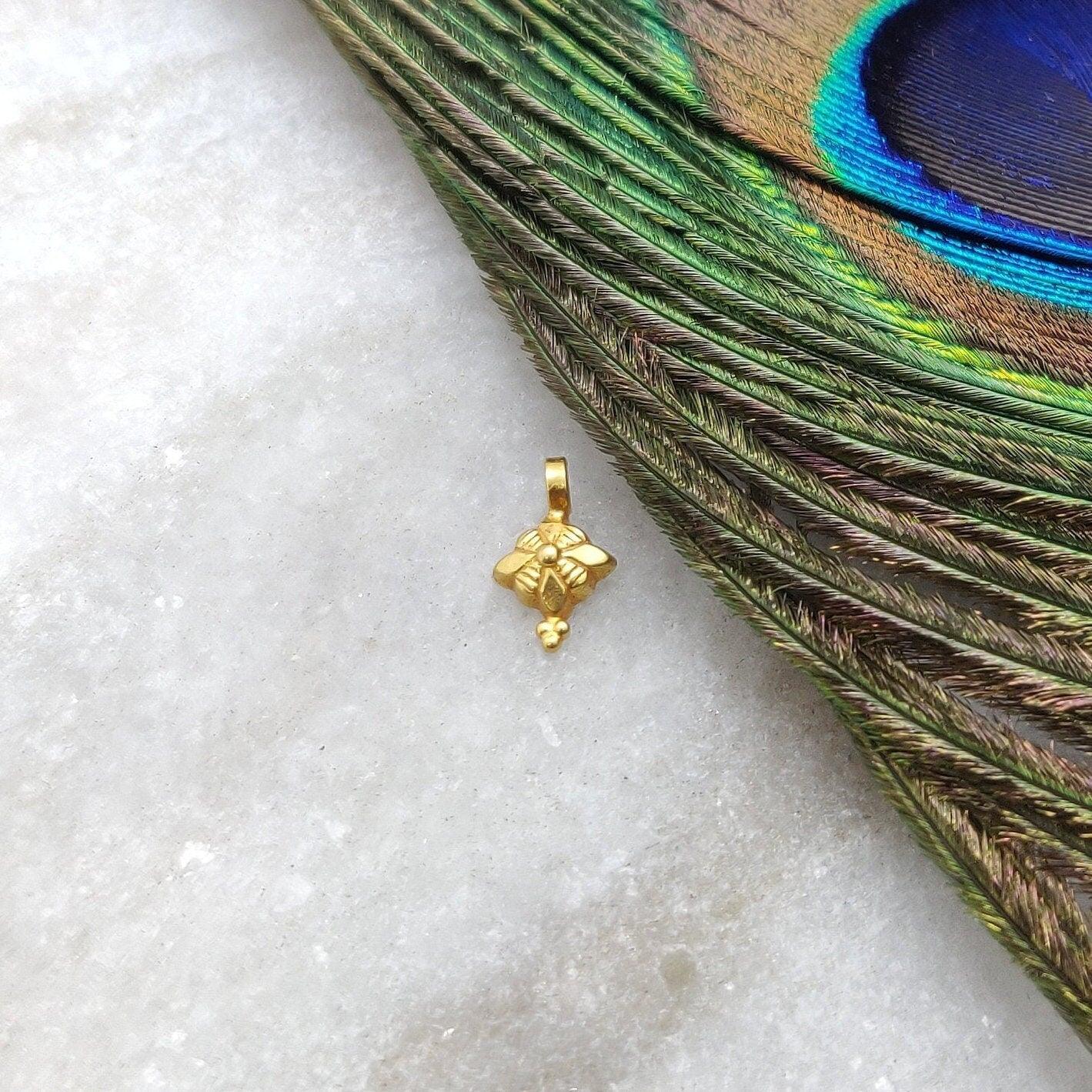 Delicate 18K Gold Floral Charm 9x6mm