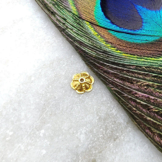 18 Karat Yellow Gold-Plated Charm Spacer Bead Cap Findings 3x8mm