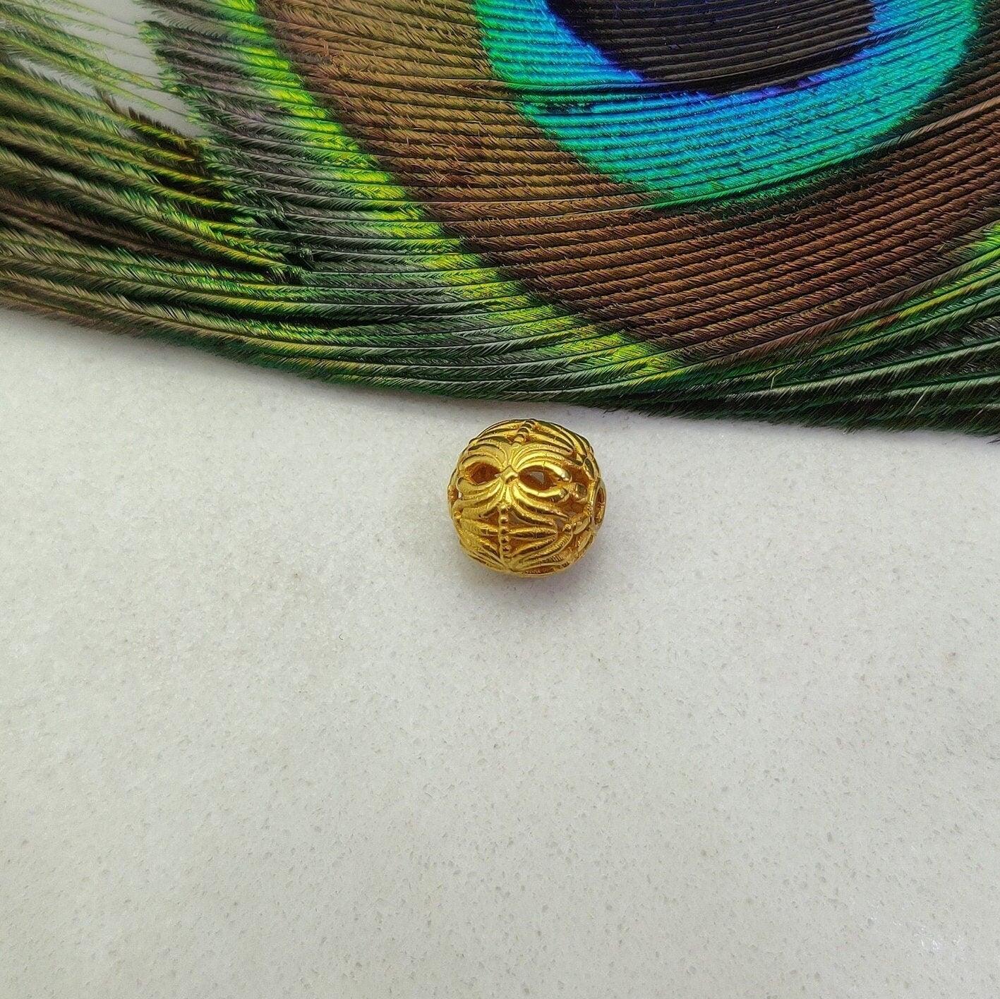 18K Yellow Gold 9mm Round Gold Spacer Bead Components