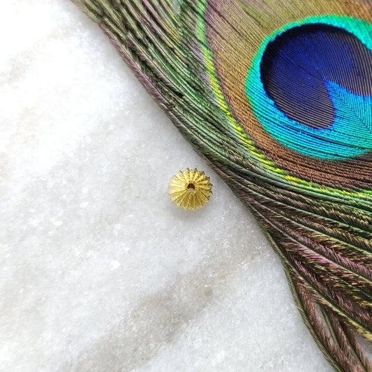 18K Solid Yellow Gold Marquise Gold Spacer Bead Components 6.5x7.5mm