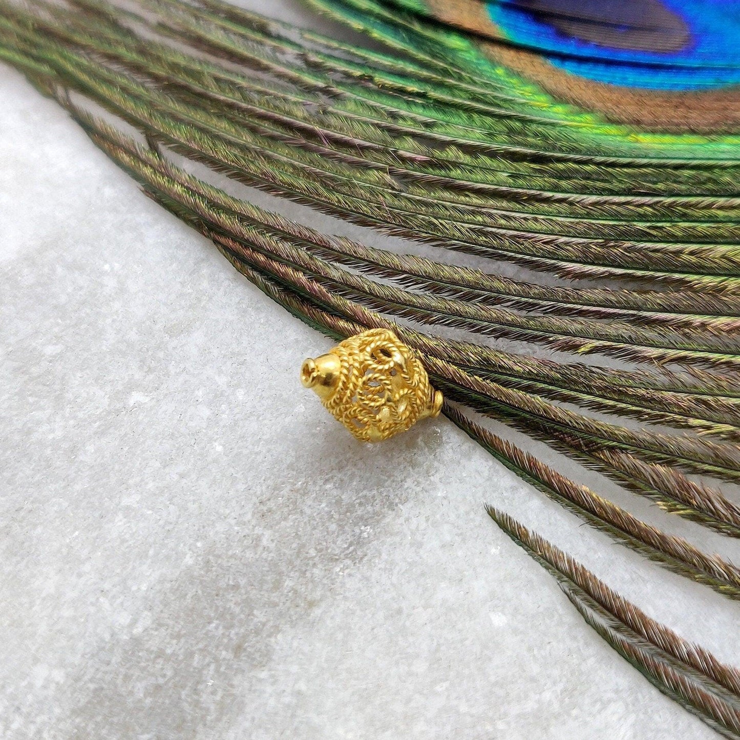 18KT Solid Yellow Gold Fancy Gold Spacer Bead Components 8x11mm