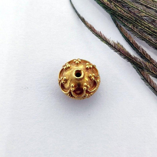 18 Karat Solid Yellow Gold Fancy Gold Spacer Bead Components 8x10mm