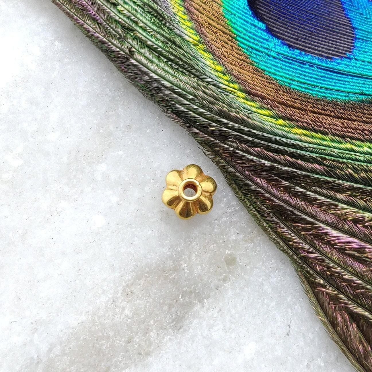 18K Solid Yellow Gold Watermelon Gold Spacer Bead Components 5x7mm