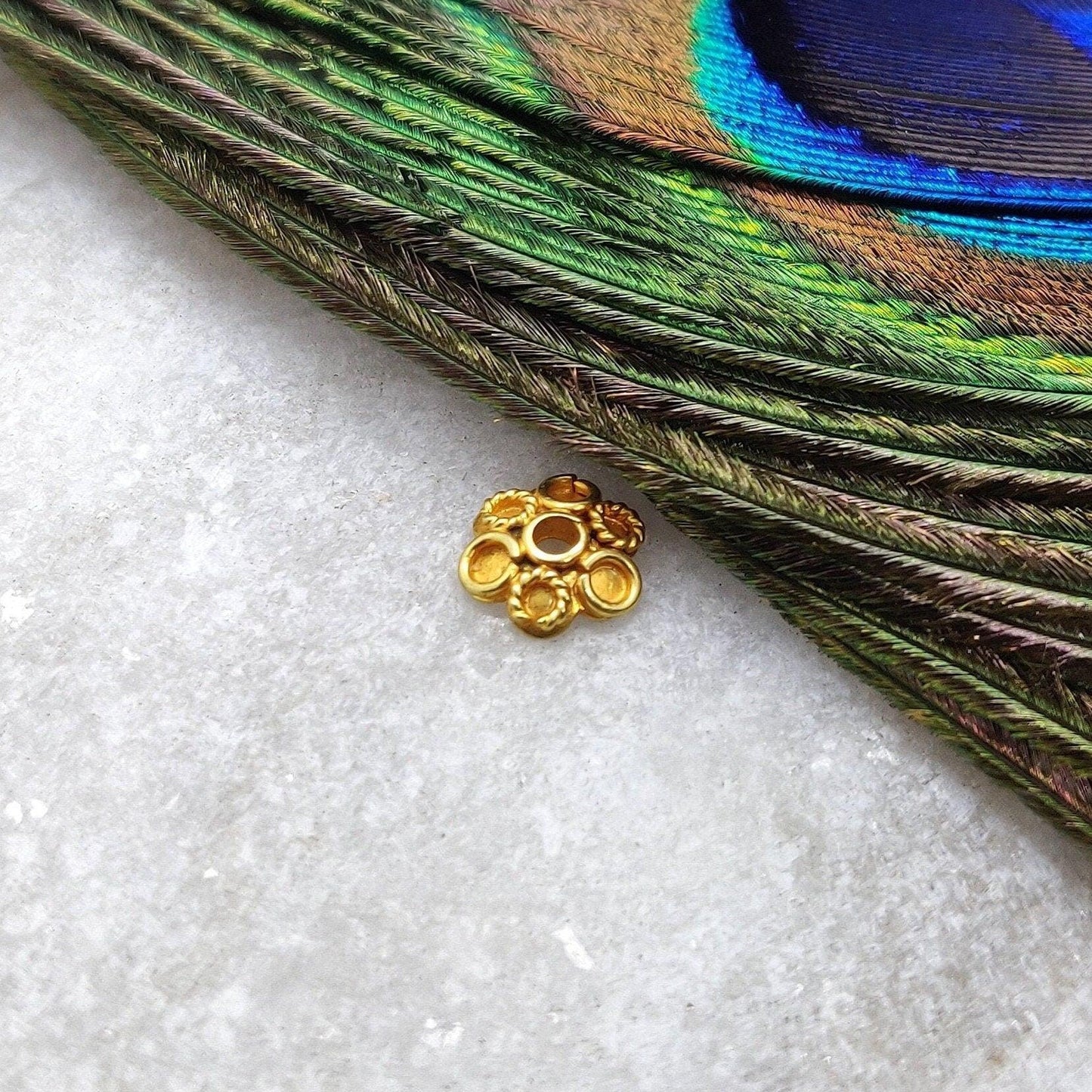 18 Karat Yellow Gold-Plated Flower Spacer Bead Cap Findings 9mm