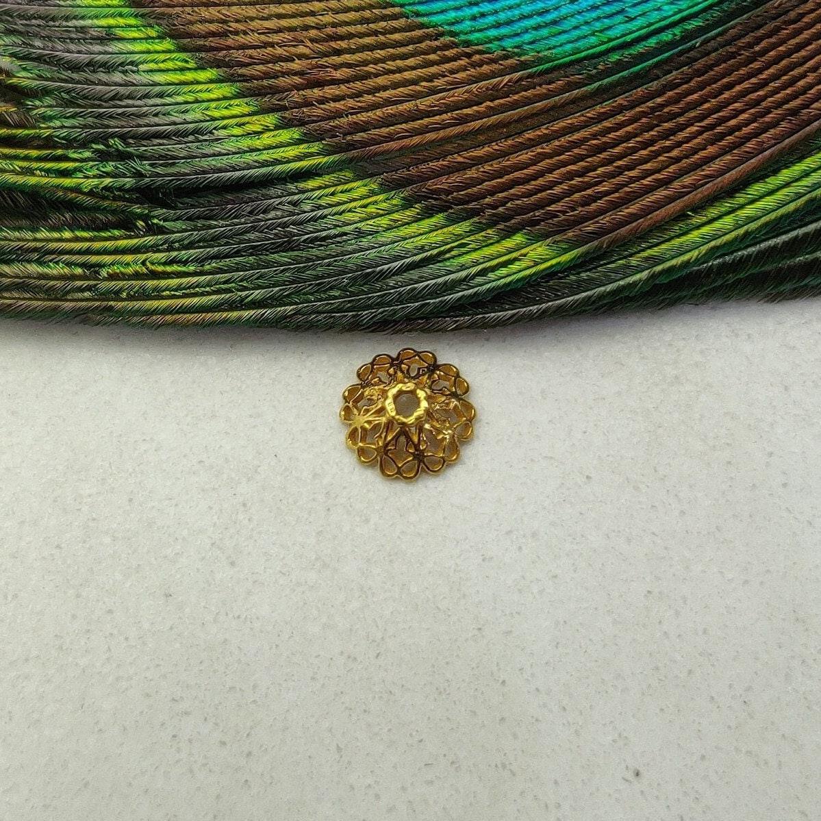 18K Yellow Gold-Plated Beads Flower Bead Cap For Jewelry Making 7mm