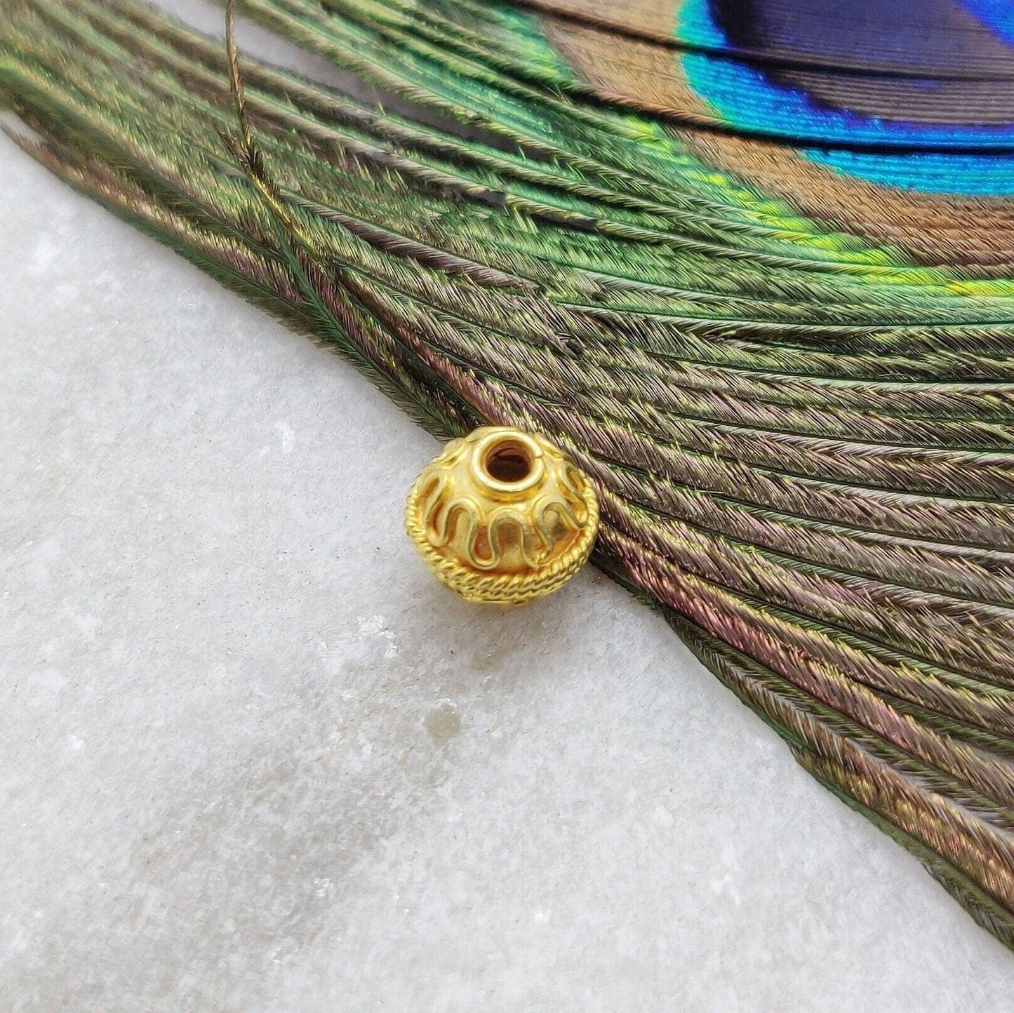 18 Karat Solid Yellow Gold 8mm Ball Gold Spacer Bead Components