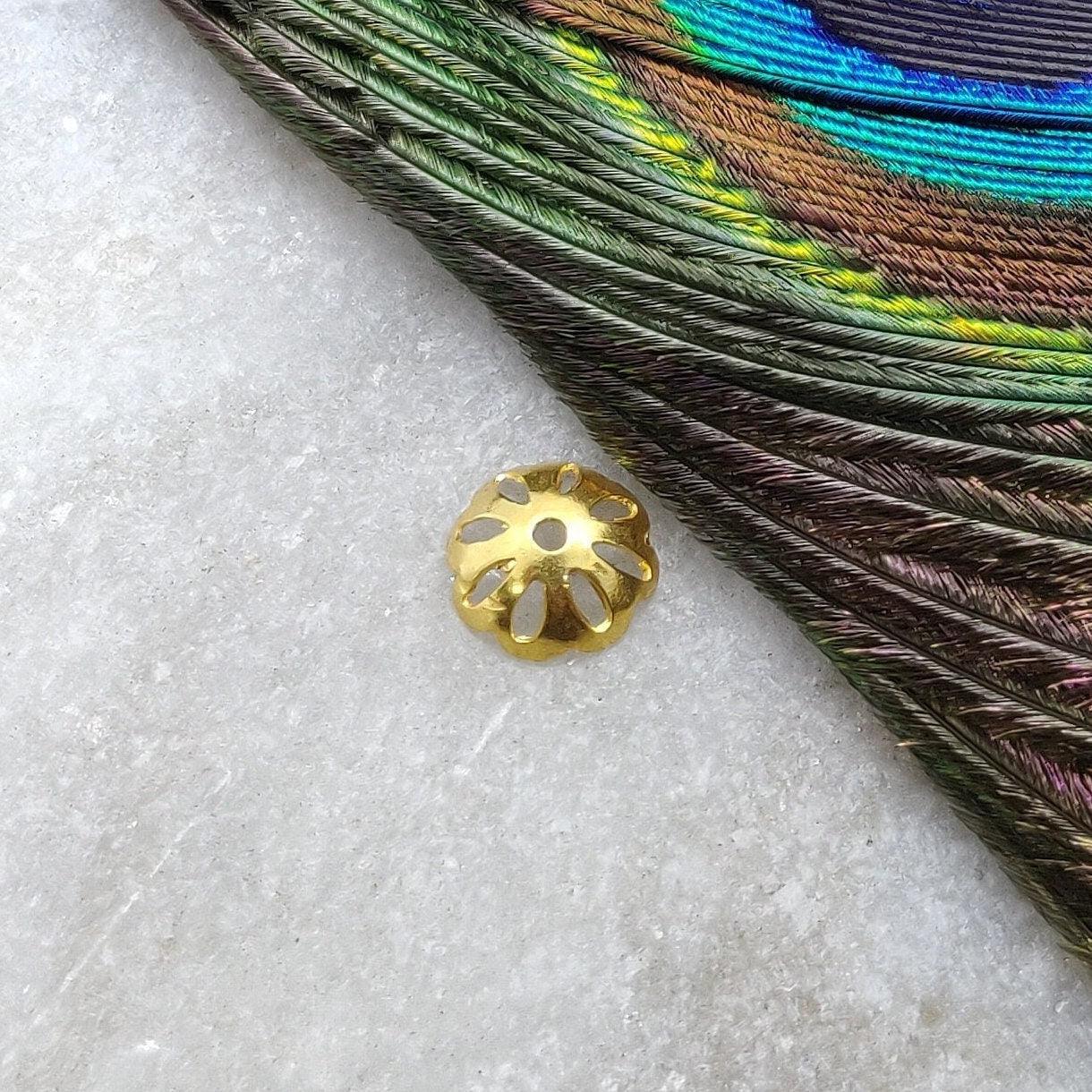 18 Carat Gold Cup Bead Cap Finding DIY Jewelry Making Supplies 7mm