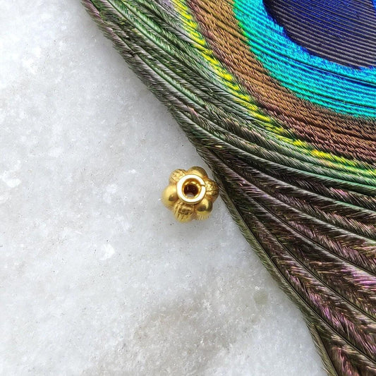 18KT Solid Yellow Gold Antique Gold Spacer Bead Components 6mm