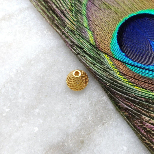 18K Solid Yellow Gold Cone Spacer Handcrafted Craft Beads 9x8mm