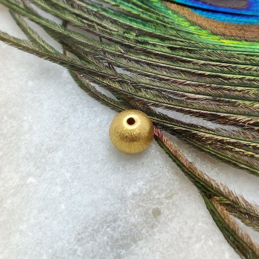18K Gold Matte Finish Round Ball Gold Spacer Bead Components Finding
