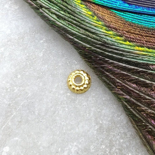 Solid 18K Yellow Gold-Plated Spacer for Bead Cap 2x5mm