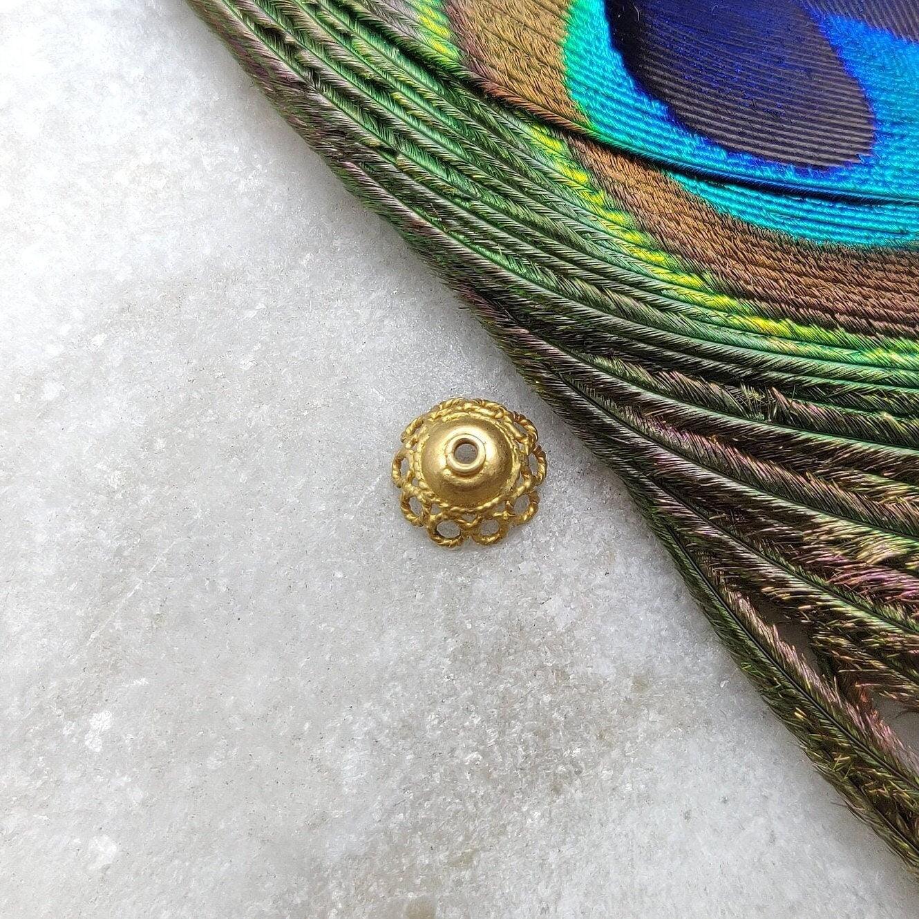 18 Carat Yellow Gold-Plated Round spacer Bead Cap Findings Findings 8mm