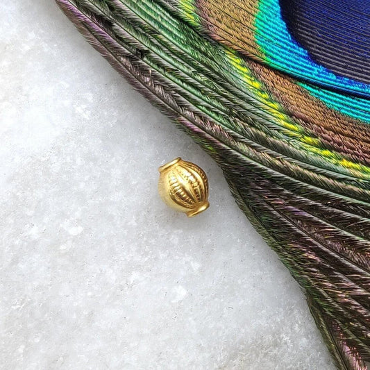 18KT Solid Yellow Gold Small Oval Gold Spacer Bead Components