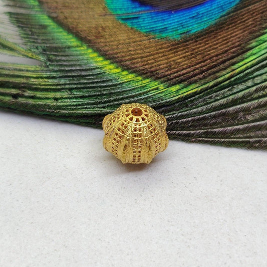 18KT Solid Yellow Gold Round Spacer Ball Beads-11X12 mm